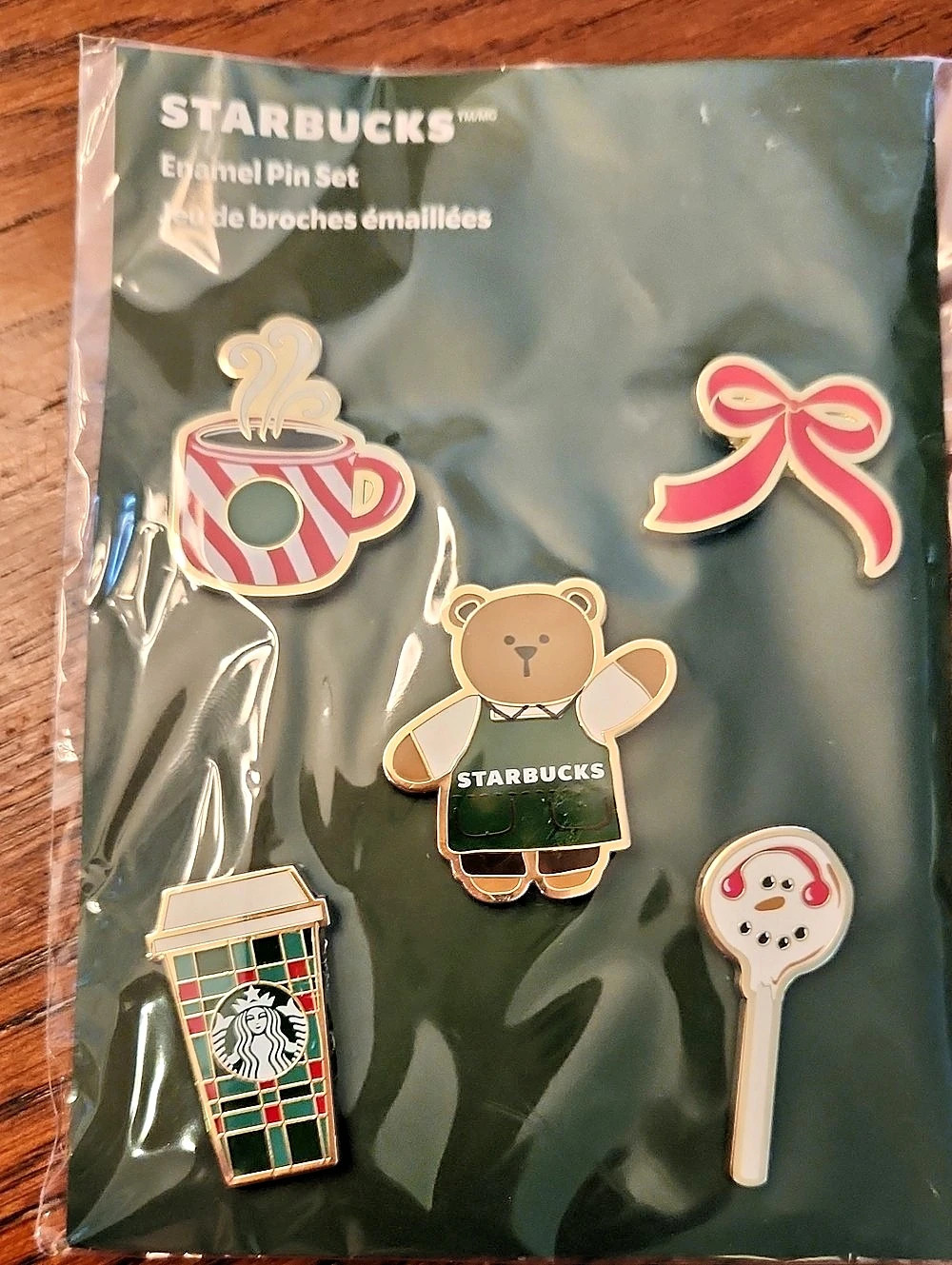 Starbucks 2025 Holiday Enamel Pin Set Green & Red